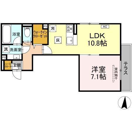 エミエール東成瀬(1LDK/1階)の間取り写真