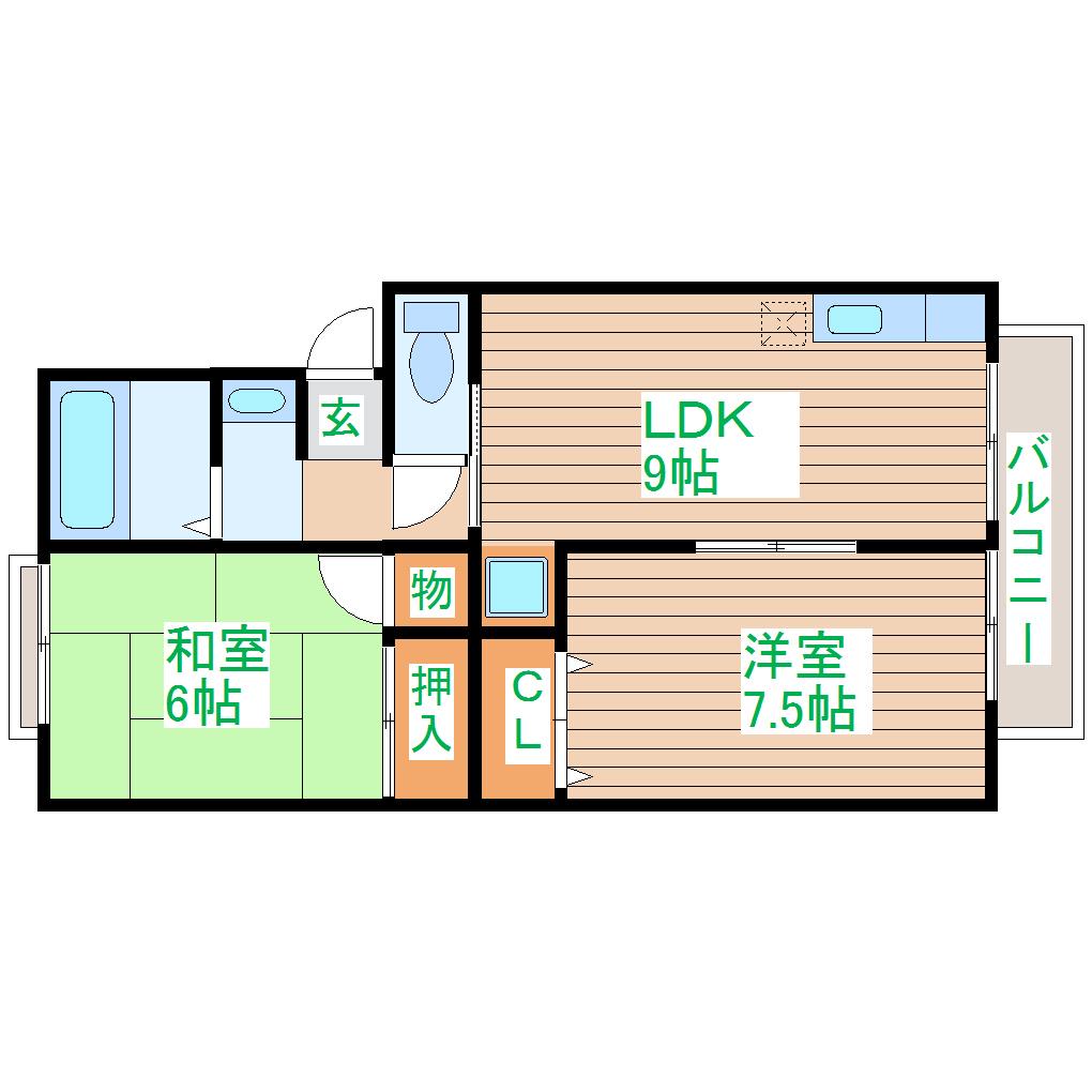 トゥインクルコート文化町9番館(2LDK/1階)の間取り写真