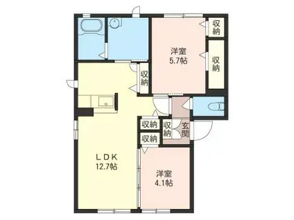 ソレイユノース(2LDK/1階)の間取り写真