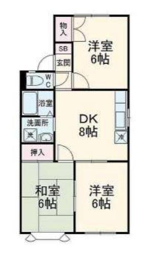 クレスト藤沢弐番館(3DK/1階)の間取り写真