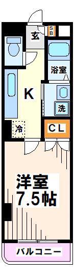 アクセス中河原(1K/4階)の間取り写真