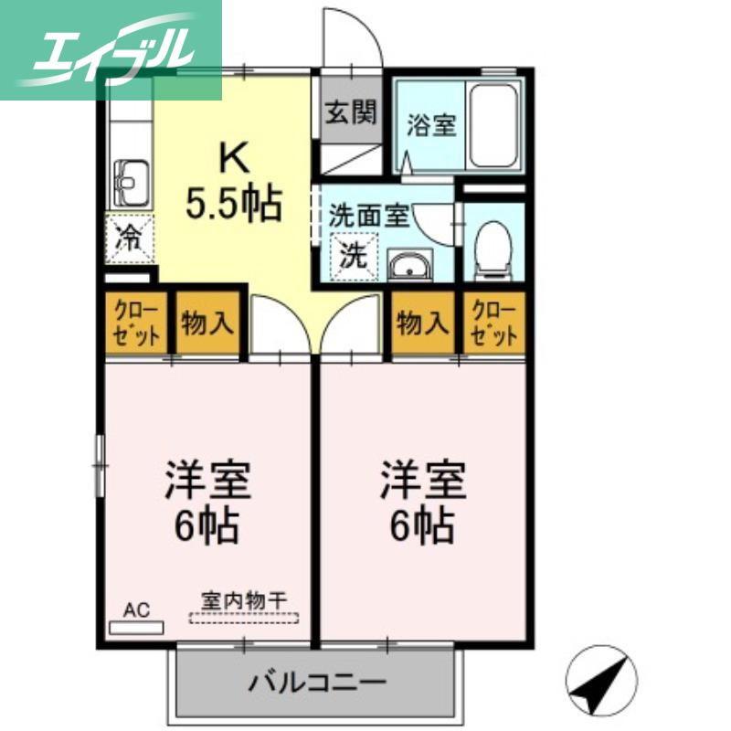 セジュール大松(2K/2階)の間取り写真