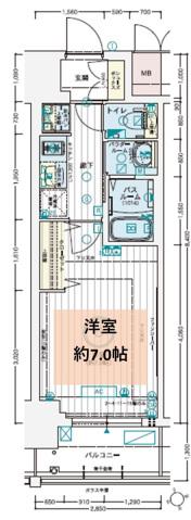 エステムコート広島国泰寺(1K/12階)の間取り写真