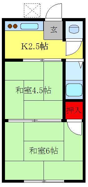 内田レジデンス(2K/2階)の間取り写真