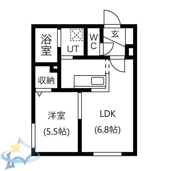 クーデクール北円山(1LDK/4階)の間取り写真