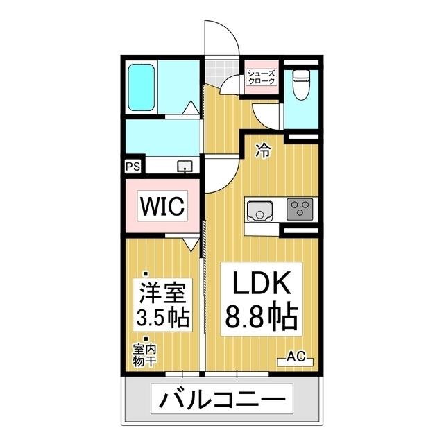 サンセール若里(1LDK/3階)の間取り写真