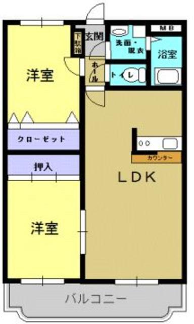 プランドール大和八木II(2LDK/3階)の間取り写真