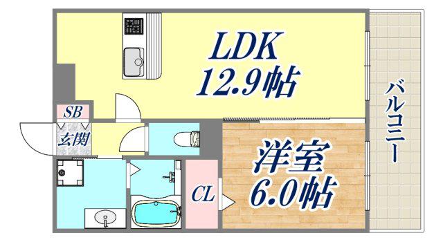 D-ROOMフェニックス武庫川東(1LDK/1階)の間取り写真