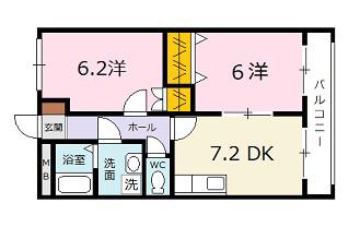 ジューエイハイツ(2DK/2階)の間取り写真