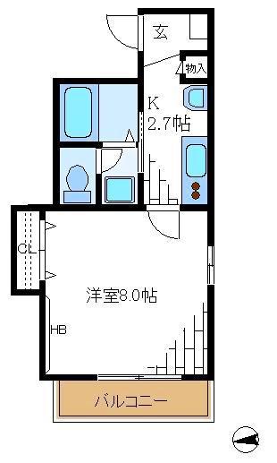 大城メゾン(1K/2階)の間取り写真