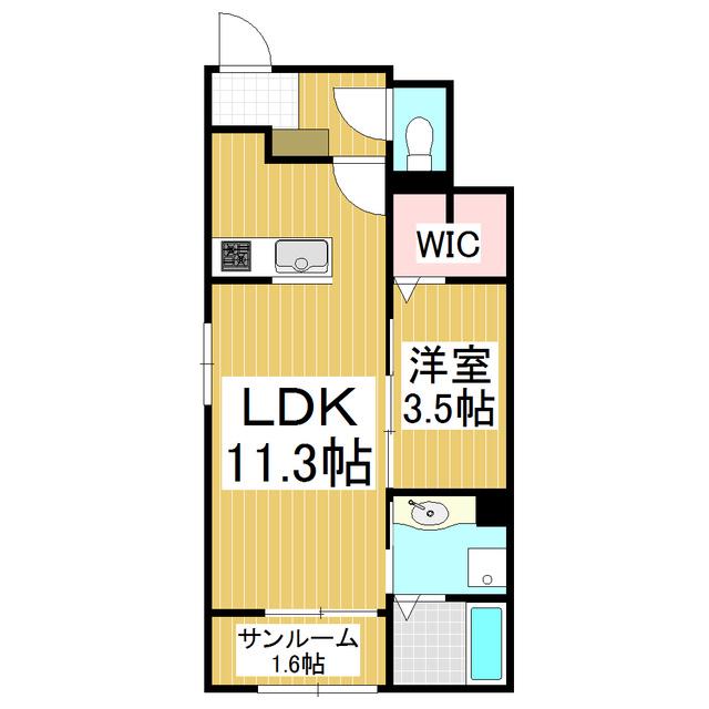 ワイズ アドニス III A(1LDK/1階)の間取り写真