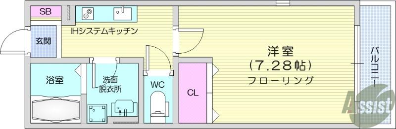グリーンパピー柏木(1K/3階)の間取り写真