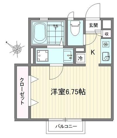 グリーンベル(1K/1階)の間取り写真