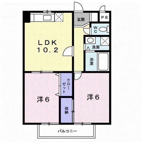 アルカデイア(2LDK/2階)の間取り写真