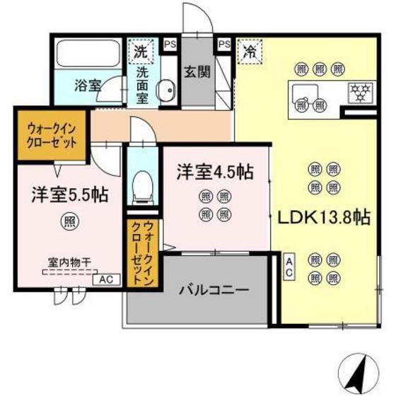 ミルフォード皆実町(2LDK/3階)の間取り写真