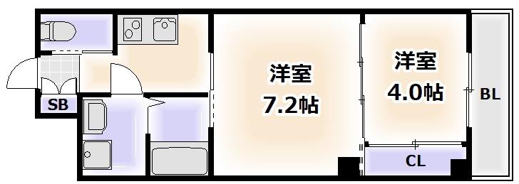 ハイフェンス山坂(1LDK/2階)の間取り写真