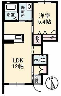 アプリコット I(1LDK/1階)の間取り写真