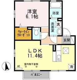 アビタシオン B(1LDK/1階)の間取り写真