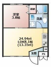 プライムテラス鶴ヶ峰(1LDK/1階)の間取り写真