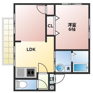 ALTA A棟(1LDK/2階)の間取り写真