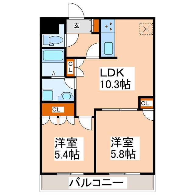 KANNA-KAMUI(2LDK/1階)の間取り写真