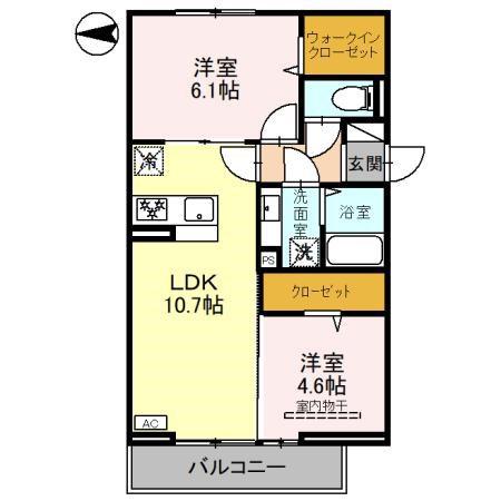 グランディールKAWAGUCHI(2LDK/3階)の間取り写真