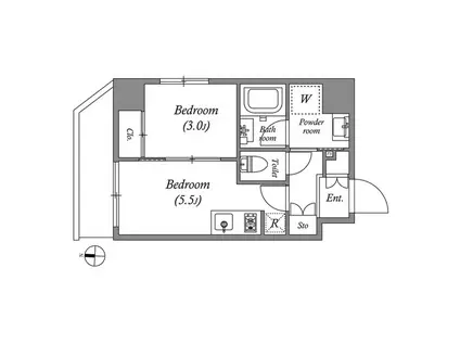 クオリタス住吉(1DK/5階)の間取り写真