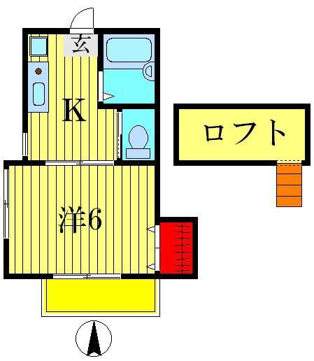 ルナリアIV(1K/2階)の間取り写真