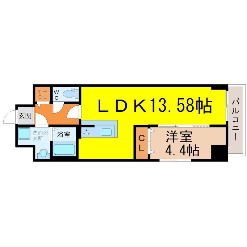 PRIMAL千種STELO(1LDK/4階)の間取り写真