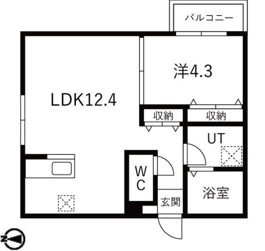 道徳テラス(1LDK/1階)の間取り写真