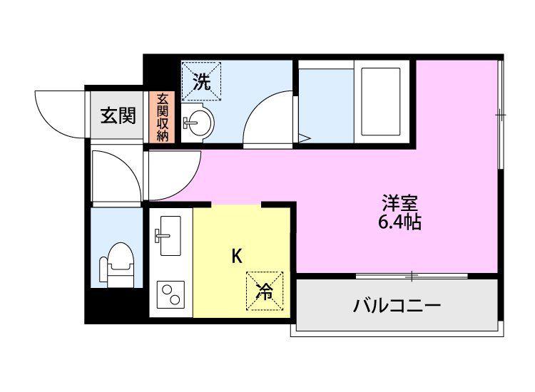 川口市朝日2丁目AP(1K/2階)の間取り写真