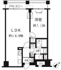 ルシマン月島(1LDK/9階)の間取り写真