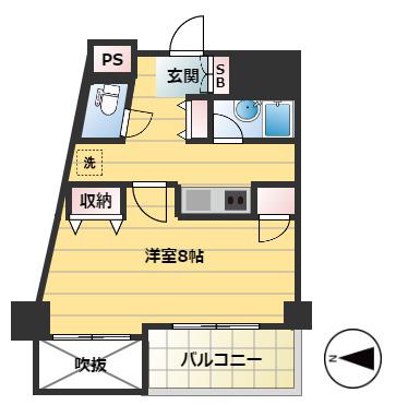 フローラル東葛西Ⅹ(1K/3階)の間取り写真