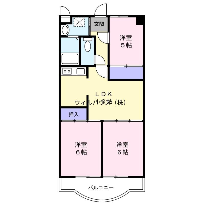 AKI RESIDENCE(2LDK/3階)の間取り写真
