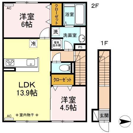 メゾン・ド・ファンテーヌ(2LDK/2階)の間取り写真