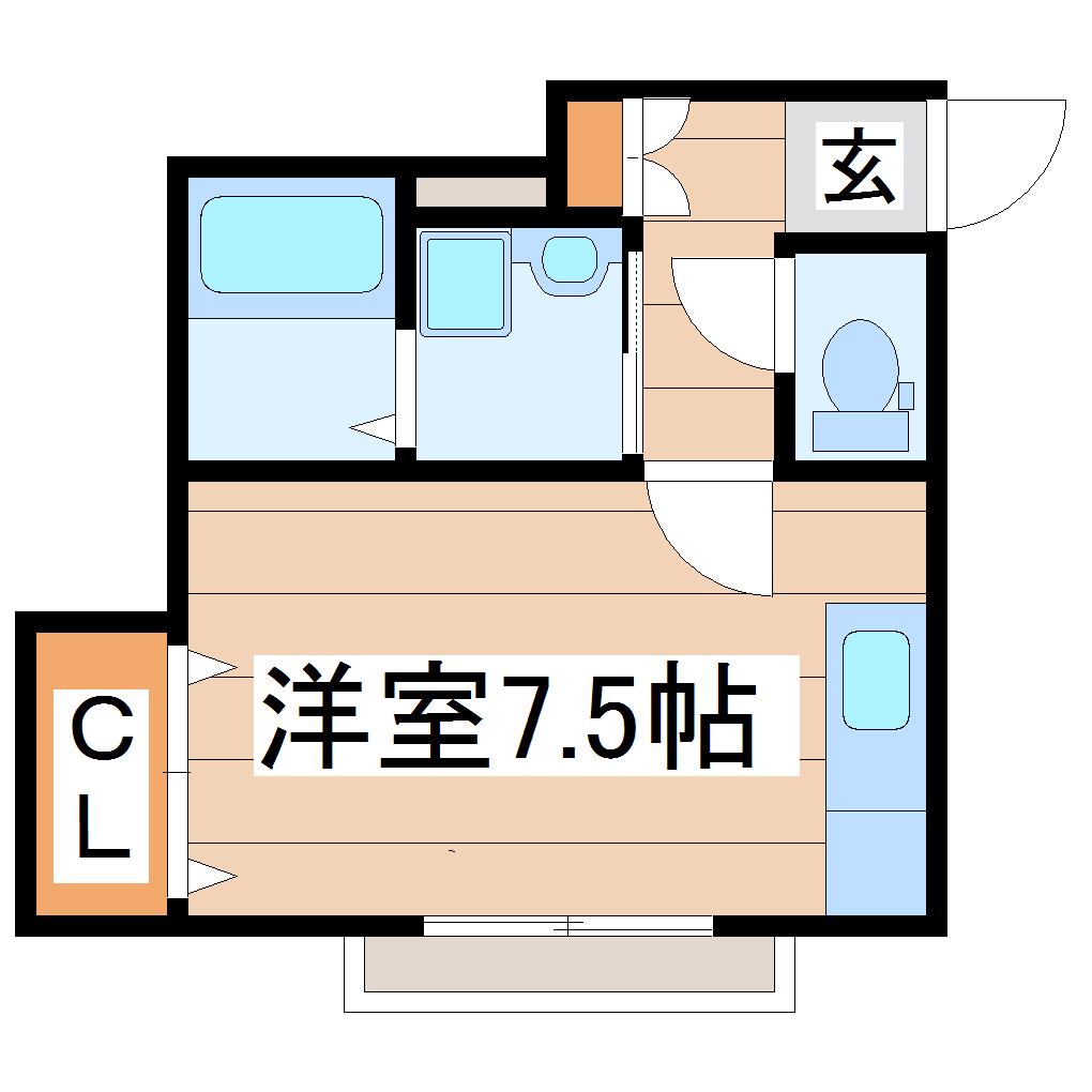 リバーサイド三樹5号館(ワンルーム/1階)の間取り写真