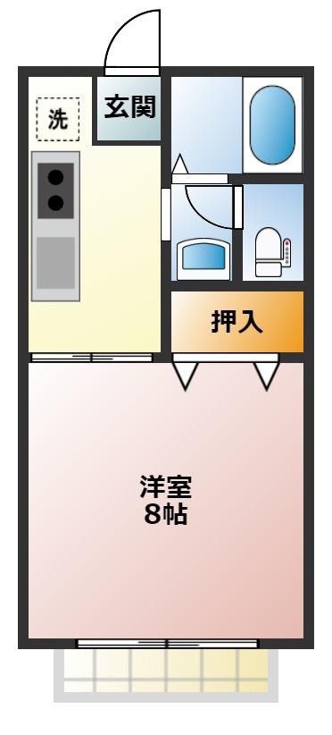 グリーンパークトキワ A(1K/2階)の間取り写真