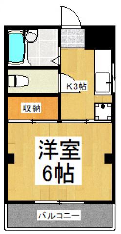 サンビュー志木(1K/3階)の間取り写真
