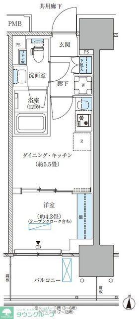 パークアクシス西大島コンフォートスクエア(1DK/11階)の間取り写真