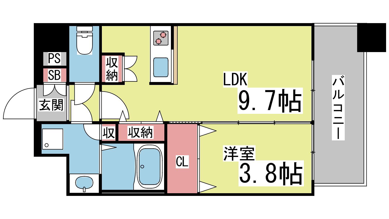 アーバネックス神戸六甲(1LDK/6階)の間取り写真