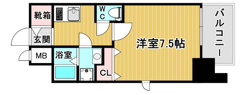 LIVE FLAT TSUKAMOTO(1K/10階)の間取り写真