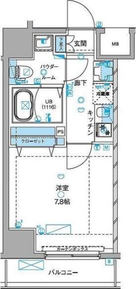 ジェノヴィア浅草IIIグリーンヴェール(1K/8階)の間取り写真