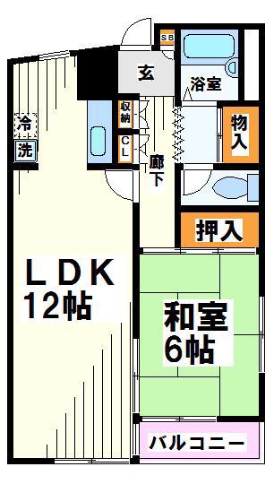 サンテルモ市村(1LDK/3階)の間取り写真