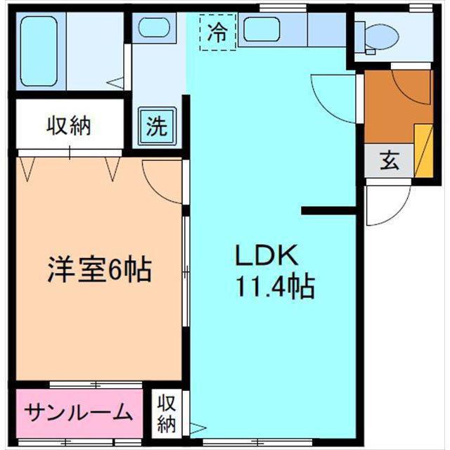 オレストピア(1LDK/2階)の間取り写真