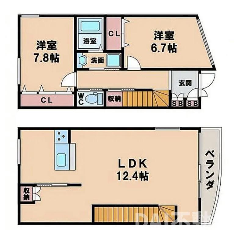 ヴィラ晴明丘(2LDK/1階)の間取り写真