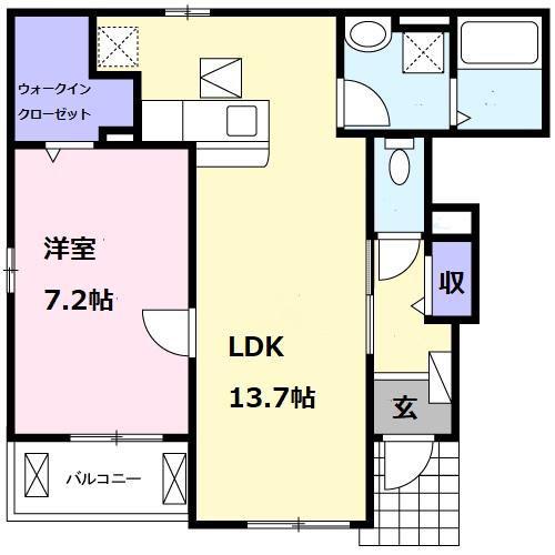 リオ グランデ(1LDK/1階)の間取り写真