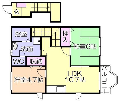 セレーノ(2LDK/2階)の間取り写真