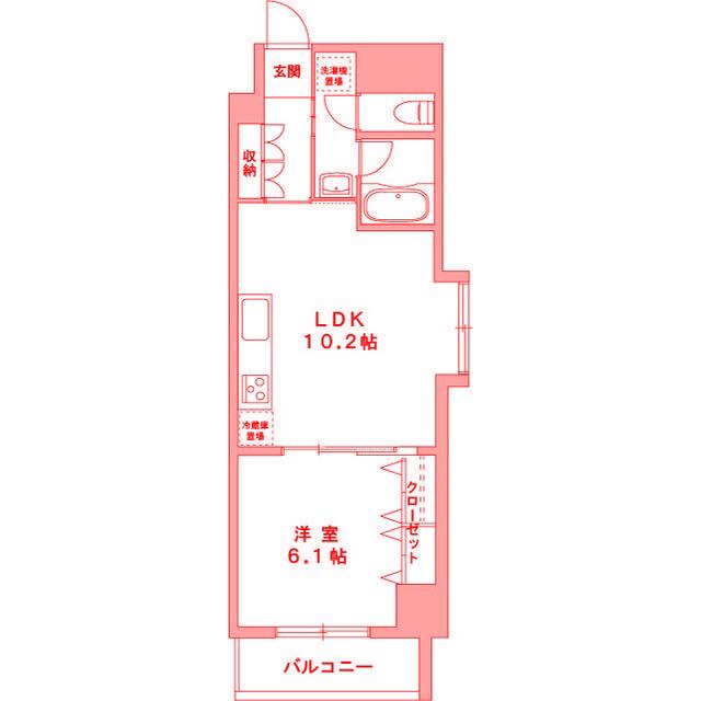 グランデュールII関内(1LDK/6階)の間取り写真