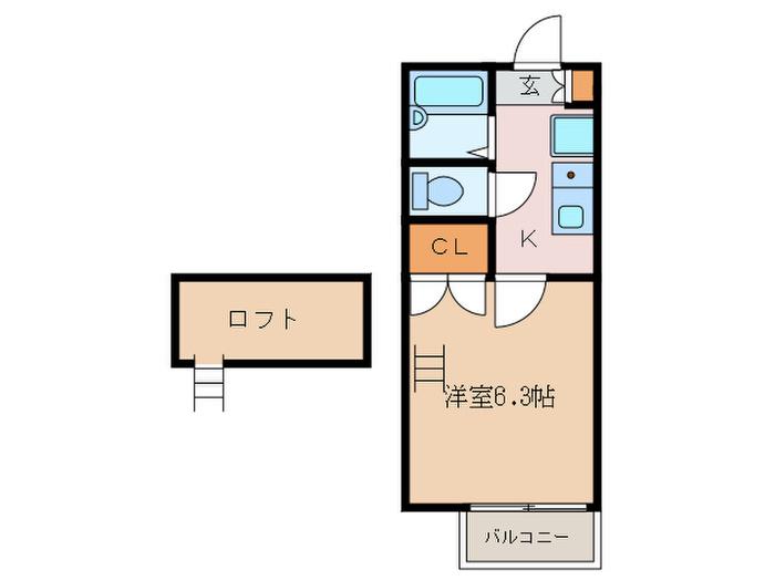 メゾンマルシェ(1K/2階)の間取り写真