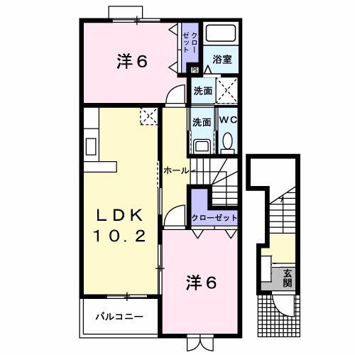 メゾンドシンフォニー(2LDK/2階)の間取り写真